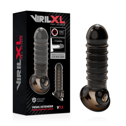 VIRILXL - EXTENSIÓN PARA PENE Y FUNDA V15 NEGRA