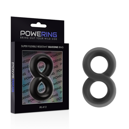 POWERING - ANILLO PARA PENE Y TESTÍCULOS SUPER FLEXIBLE Y RESISTENTE PR12 NEGRO