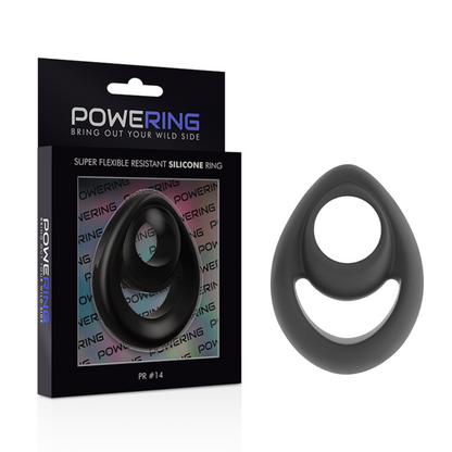 POWERING - ANILLO PARA PENE Y TESTÍCULOS SUPER FLEXIBLE Y RESISTENTE PR14 NEGRO