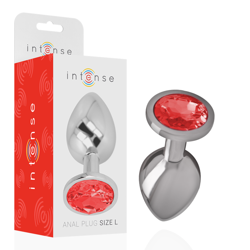 INTENSE - ALUMINUM METAL ANAL PLUG WITH RED CRYSTAL SIZE L