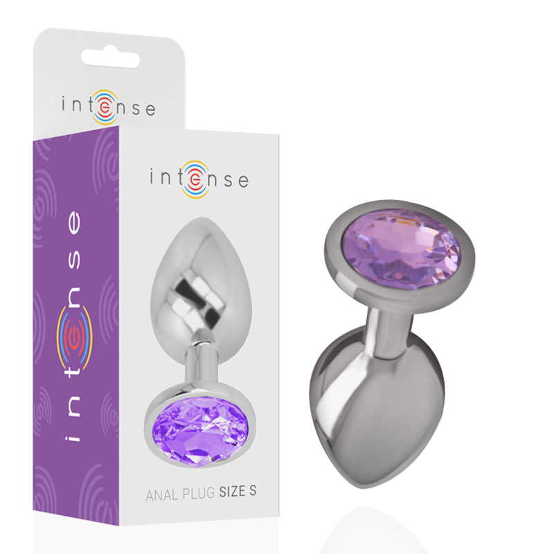 INTENSE - PLUG ANAL DE METAL ALUMINIO CON CRISTAL VIOLETA TALLA L