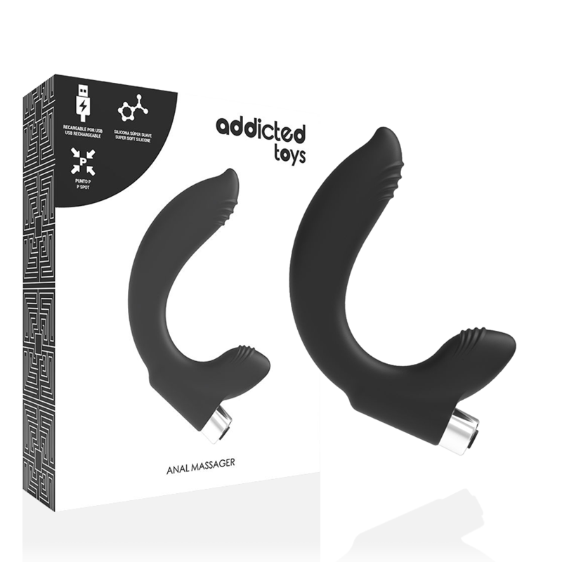 ADDICTED TOYS - PROSTATIC VIBRATOR RECHARGEABLE MODEL 7 - BLACK