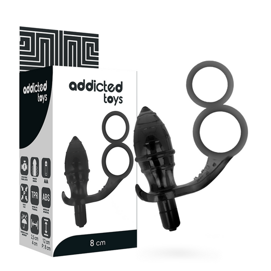 JUGUETES ADICTOS - PLUG ANAL CON DOBLE ANILLO NEGRO