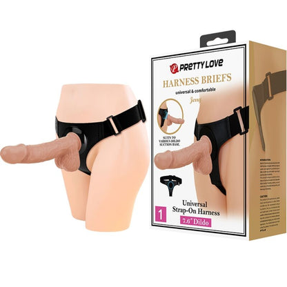 PRETTY LOVE - ARNÉS BRIEFS ARNÉS UNIVERSAL CON DILDO JERRY 21,8 CM NATURAL