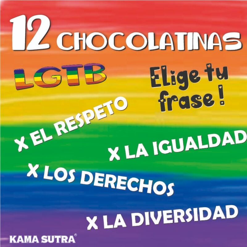 PRIDE - BOX OF 12 CHOCOLATE BARS WITH THE LGBT FLAG