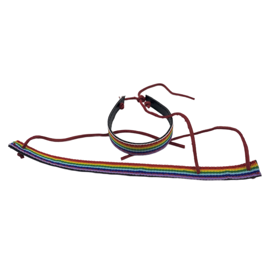 PULSERA DE CUERO NEGRO ORGULLO - BANDERA LGBT