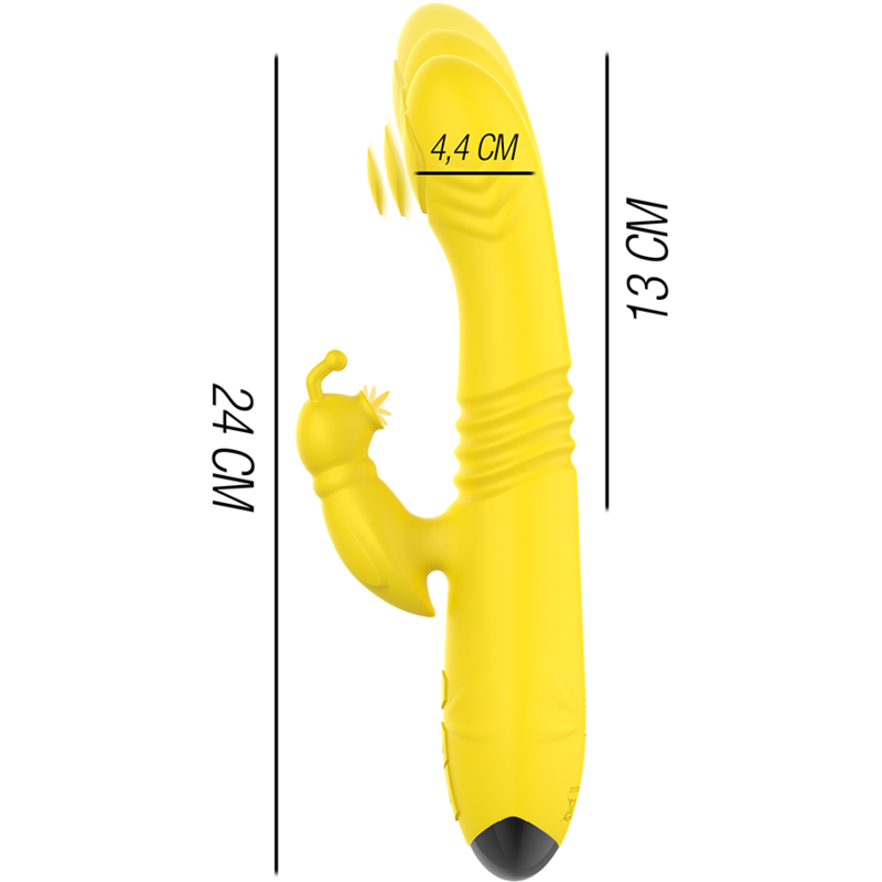 INTENSE - TOKY VIBRADOR MULTIFUNCIÓN UP &amp; DOWN CON ESTIMULADOR DE CLÍTORIS AMARILLO