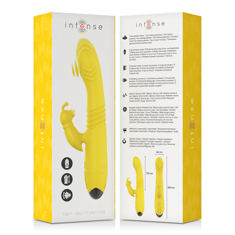 INTENSE - TOKY VIBRADOR MULTIFUNCIÓN UP &amp; DOWN CON ESTIMULADOR DE CLÍTORIS AMARILLO