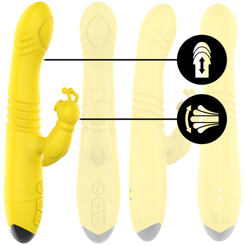 INTENSE - TOKY VIBRADOR MULTIFUNCIÓN UP &amp; DOWN CON ESTIMULADOR DE CLÍTORIS AMARILLO