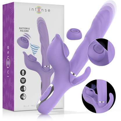 INTENSE - VIBRADOR MULTIFUNCIÓN RECARGABLE BILLIE SUCCIÓN Y PULSACIÓN MORADO