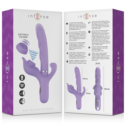 INTENSE - VIBRADOR MULTIFUNCIÓN RECARGABLE BILLIE SUCCIÓN Y PULSACIÓN MORADO