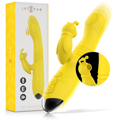 INTENSE - TOKY VIBRADOR MULTIFUNCIÓN UP &amp; DOWN CON ESTIMULADOR DE CLÍTORIS AMARILLO