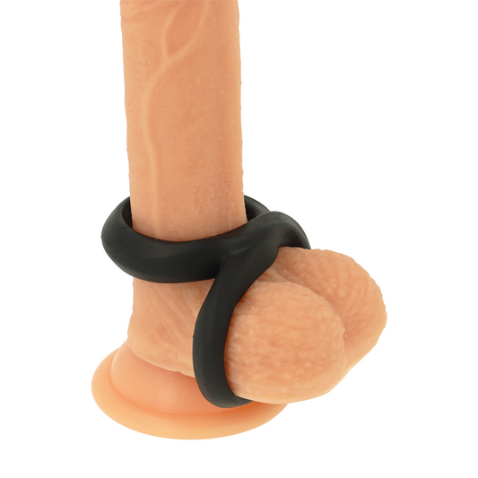 POWERING - ANILLO PARA PENE Y TESTÍCULOS SUPER FLEXIBLE Y RESISTENTE PR12 NEGRO