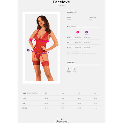 OBSESSIVE - LACELOVE CORSET RED XS/S