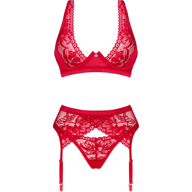 OBSESSIVE - SET LACELOVE TRES PIEZAS ROJO XS/S