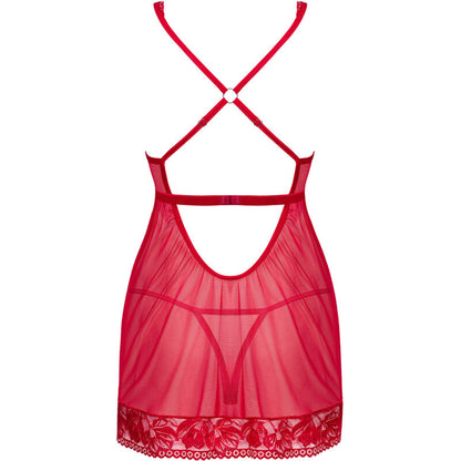 OBSESSIVE - BABYDOLL Y TANGA DE ENCAJE ROJO M/L