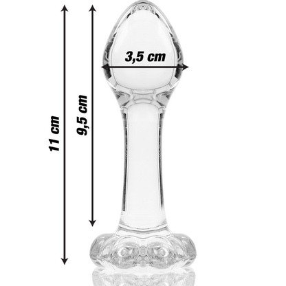 SERIE NEBULA DE IBIZA - MODELO 2 PLUG ANAL CRISTAL BOROSILICATO TRANSPARENTE 11 CM -O- 3,5 CM