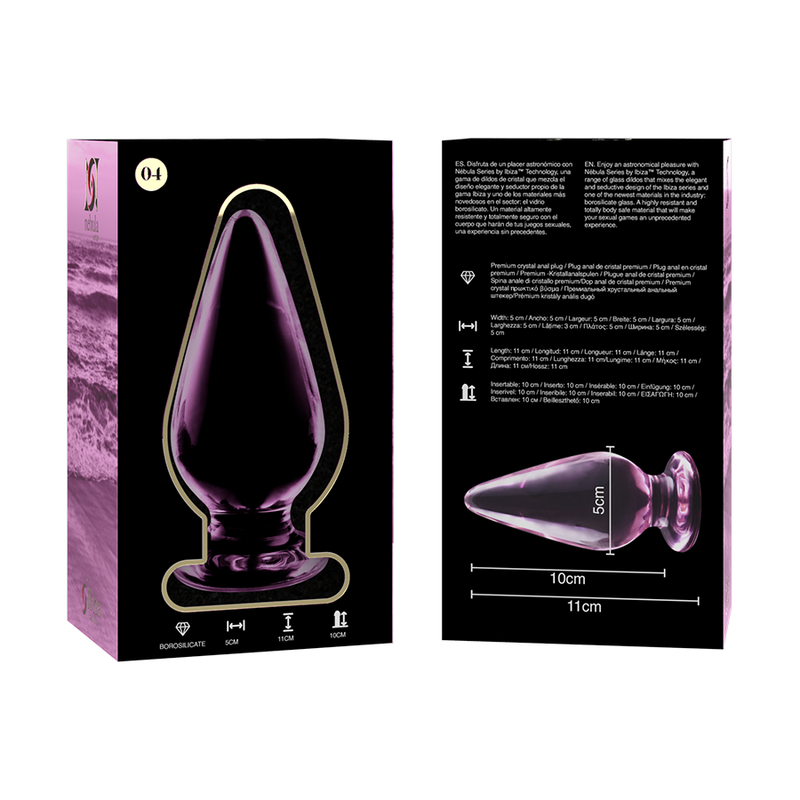 SERIE NEBULA DE IBIZA - MODELO 4 PLUG ANAL CRISTAL BOROSILICATO TRANSPARENTE 11 CM -O- 5 CM