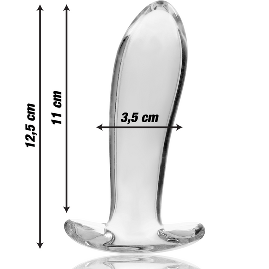 NEBULA SERIES BY IBIZA - MODEL 5 ANAL PLUG BOROSILICATE GLASS CLEAR 12.5 CM -O- 3.5 CM