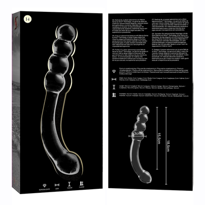 SERIE NEBULA DE IBIZA - MODELO 14 DILDO CRISTAL BOROSILICATO TRANSPARENTE 18,5 CM -O- 3 CM