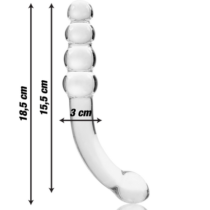 SERIE NEBULA DE IBIZA - MODELO 14 DILDO CRISTAL BOROSILICATO TRANSPARENTE 18,5 CM -O- 3 CM