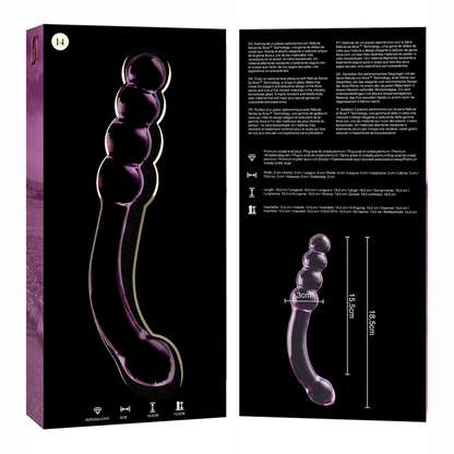 SERIE NEBULA DE IBIZA - MODELO 14 DILDO CRISTAL BOROSILICATO TRANSPARENTE 18,5 CM -O- 3 CM