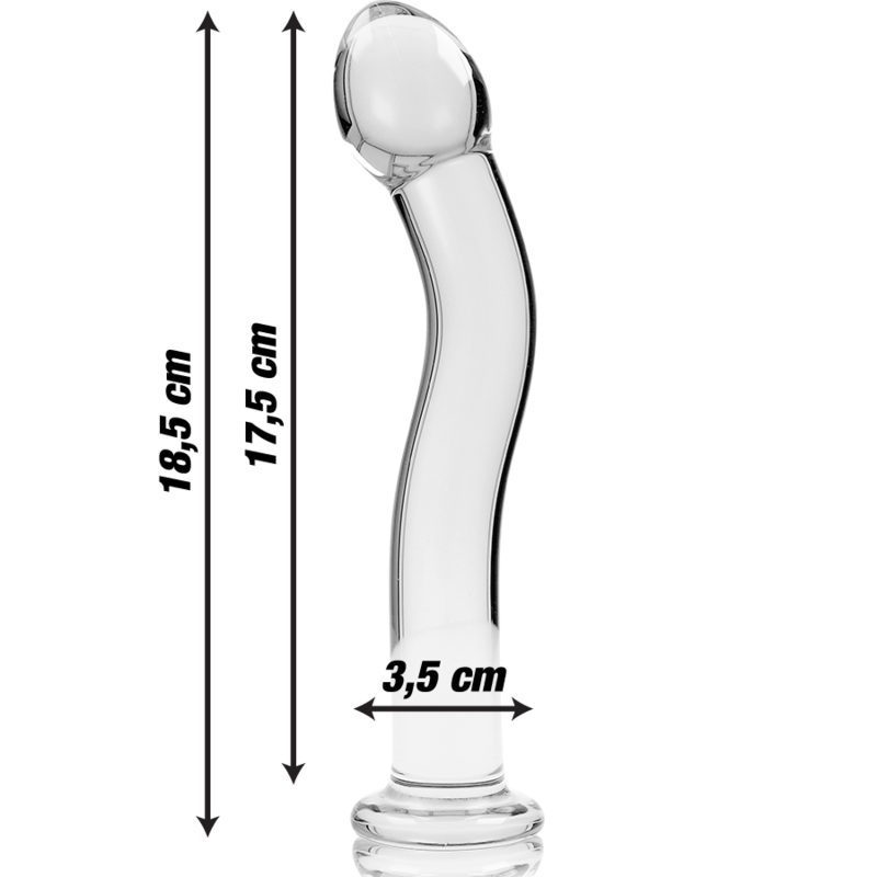 SERIE NEBULA DE IBIZA - MODELO 18 DILDO CRISTAL BOROSILICATO TRANSPARENTE 18,5 CM -O- 3,5 CM