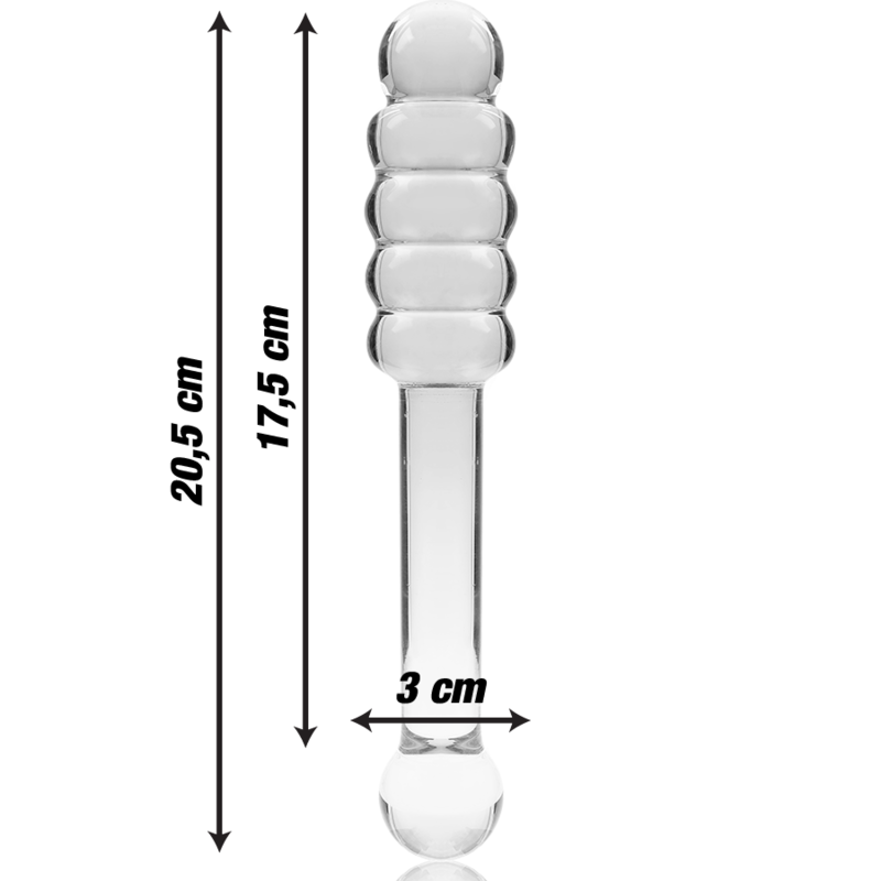 SERIE NEBULA DE IBIZA - MODELO 20 DILDO CRISTAL BOROSILICATO TRANSPARENTE 20,5 CM -O- 3 CM