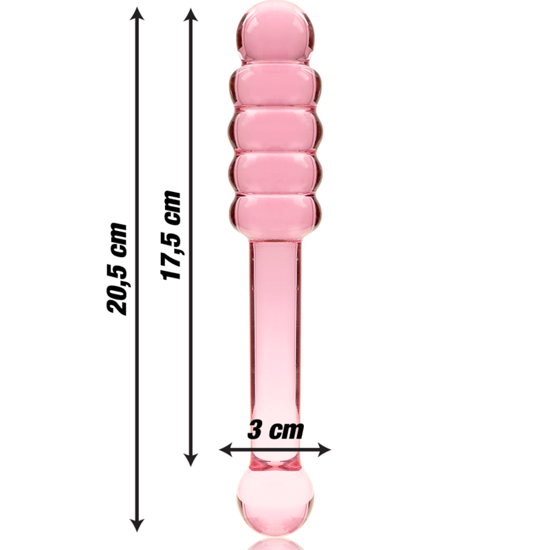 SERIE NEBULA DE IBIZA - MODELO 20 DILDO CRISTAL BOROSILICATO TRANSPARENTE 20,5 CM -O- 3 CM