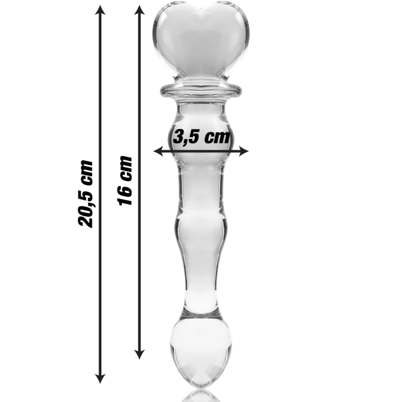 SERIE NEBULA DE IBIZA - MODELO 21 DILDO CRISTAL BOROSILICATO TRANSPARENTE 20,5 CM -O- 3,5 CM