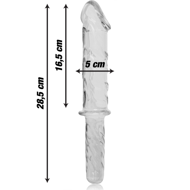 SERIE NEBULA DE IBIZA - MODELO 24 DILDO CRISTAL BOROSILICATO TRANSPARENTE 28,5 CM -O- 5 CM