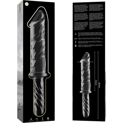 SERIE NEBULA DE IBIZA - MODELO 24 DILDO CRISTAL BOROSILICATO TRANSPARENTE 28,5 CM -O- 5 CM