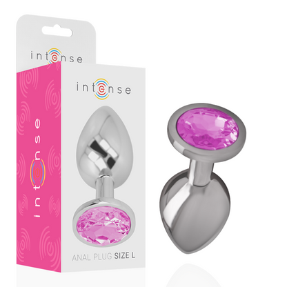 INTENSE - PLUG ANAL DE METAL ALUMINIO CON CRISTAL ROSA TALLA L