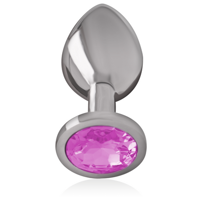 INTENSE - PLUG ANAL DE METAL ALUMINIO CON CRISTAL ROSA TALLA L