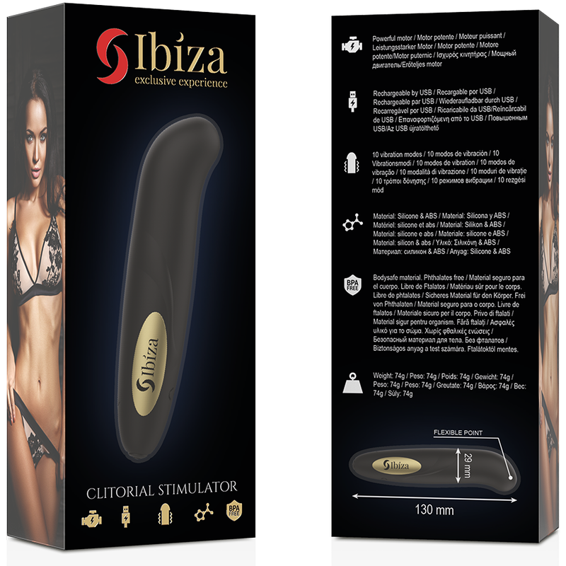 IBIZA - ESTIMULADOR DE CLITORIS CARGADOR USB 10 MODOS DE VIBRACIÓN DORADO 13 X 2,9