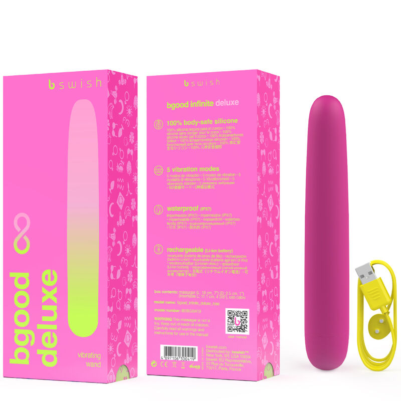 B SWISH - VIBRADOR RECARGABLE BGOOD INFINITE DELUXE SILICONA ROSA