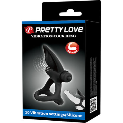 PRETTY LOVE - ANILLO VIBRADOR 10 VIBRACIONES SILICONA NEGRA