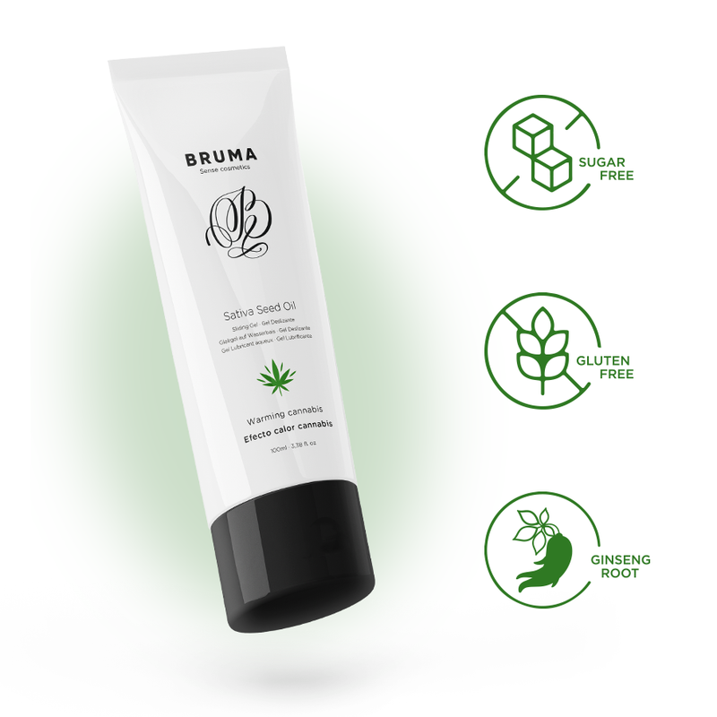 BRUMA - ACEITE DE SEMILLA DE SATIVA GEL DESLIZANTE CALIENTE SABOR CANNABIS 100 ML