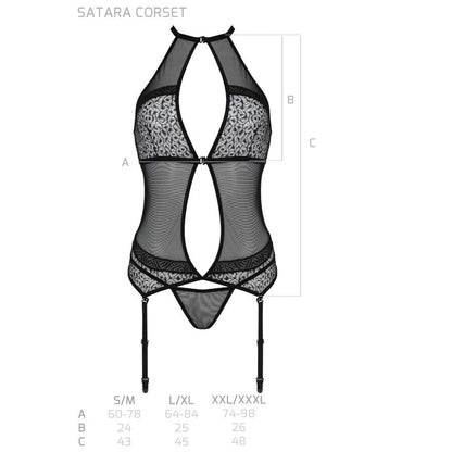 PASSION - CORSET SATARA LINEA EROTICA NEGRO S/M