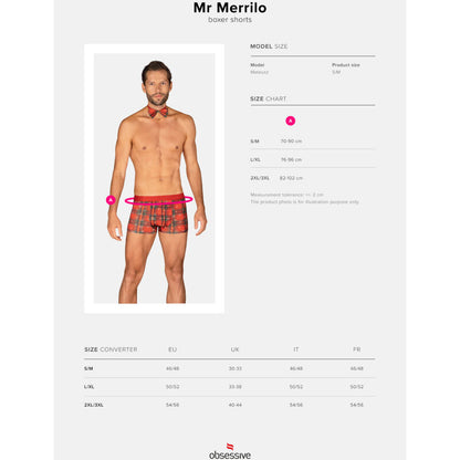 OBSESSIVE - MS MERRILO BOXER SHORTS & BOW TIE XXL/XXXL