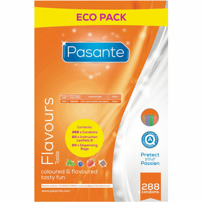 PASANTE - PRESERVATIVOS ECO PACK SABORES BOLSA 288 UNIDADES