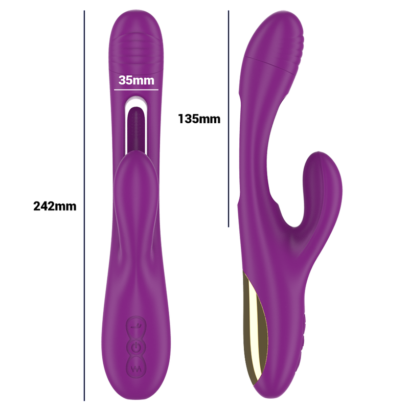 INTENSE - APOLO VIBRADOR MULTIFUNCIÓN RECARGABLE 7 VIBRACIONES CON MOVIMIENTO OSCILANTE MORADO