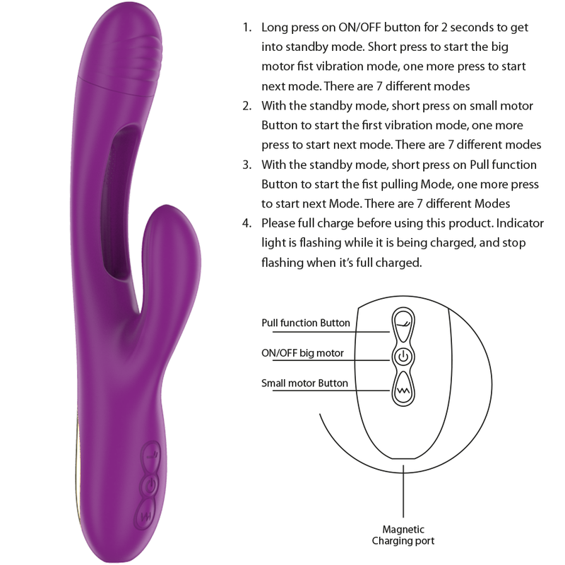 INTENSE - APOLO VIBRADOR MULTIFUNCIÓN RECARGABLE 7 VIBRACIONES CON MOVIMIENTO OSCILANTE MORADO