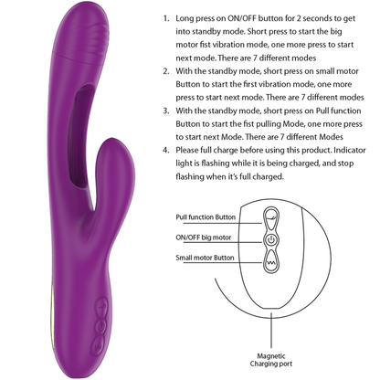 INTENSE - APOLO VIBRADOR MULTIFUNCIÓN RECARGABLE 7 VIBRACIONES CON MOVIMIENTO OSCILANTE MORADO