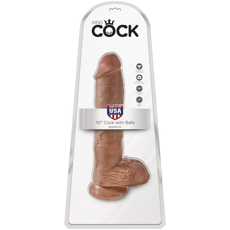 KING COCK - PENE REALISTA CON BOLAS 19,8 CM CARAMELO