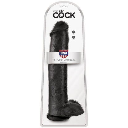 KING COCK - PENE REALISTA CON BOLAS 34,2 CM NEGRO