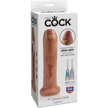 KING COCK - PENE REALISTA SIN CORTAR 17,8 CM CARAMELO