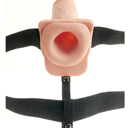 SERIE FETISH FANTASY - ARNÉS AJUSTABLE PENE REALISTA CON BOLAS RECARGABLE Y VIBRADOR 28 CM