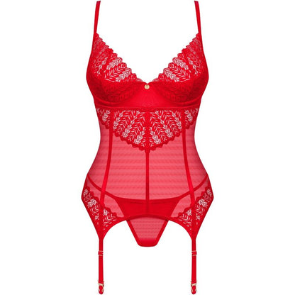 OBSESSIVE - CORSÉ Y TANGA INGRIDIA ROJO XS/S