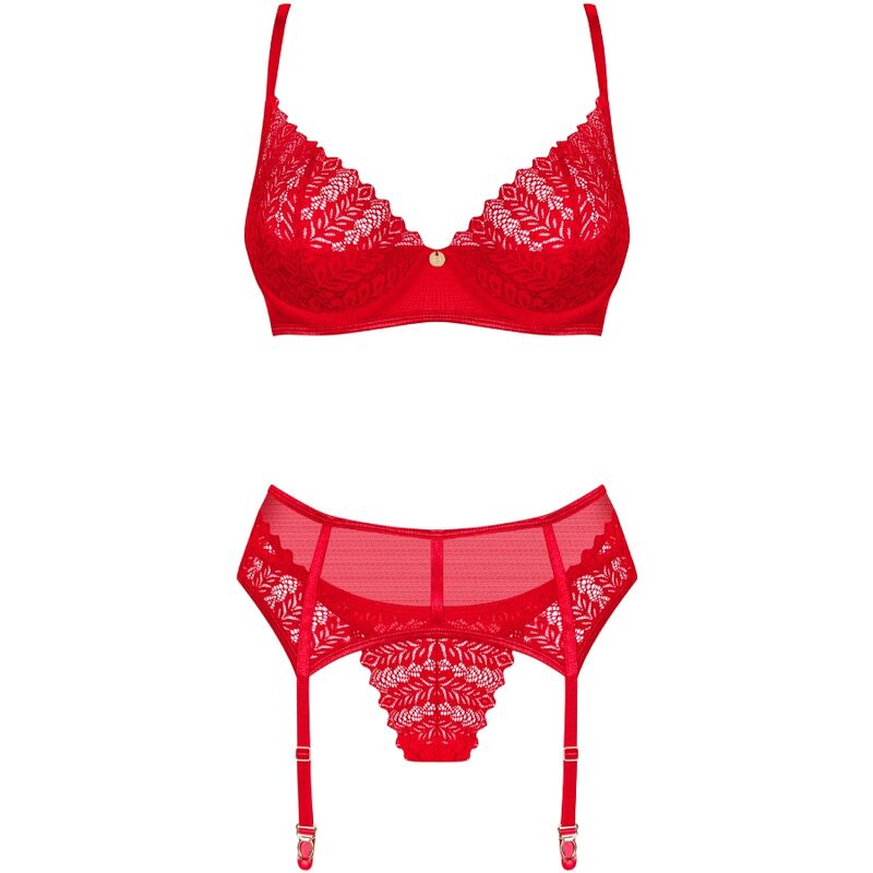 OBSESSIVE - INGRIDIA SET DOS PIEZAS CROTCHLESS ROJO XL/XXL